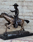 Frederic Remington Bronze Sculpture Cowboy on Horse Western Art Old West 15" x 18"