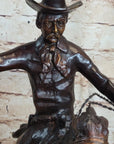 Frederic Remington Bronze Sculpture Cowboy on Horse Western Art Old West 15" x 18"