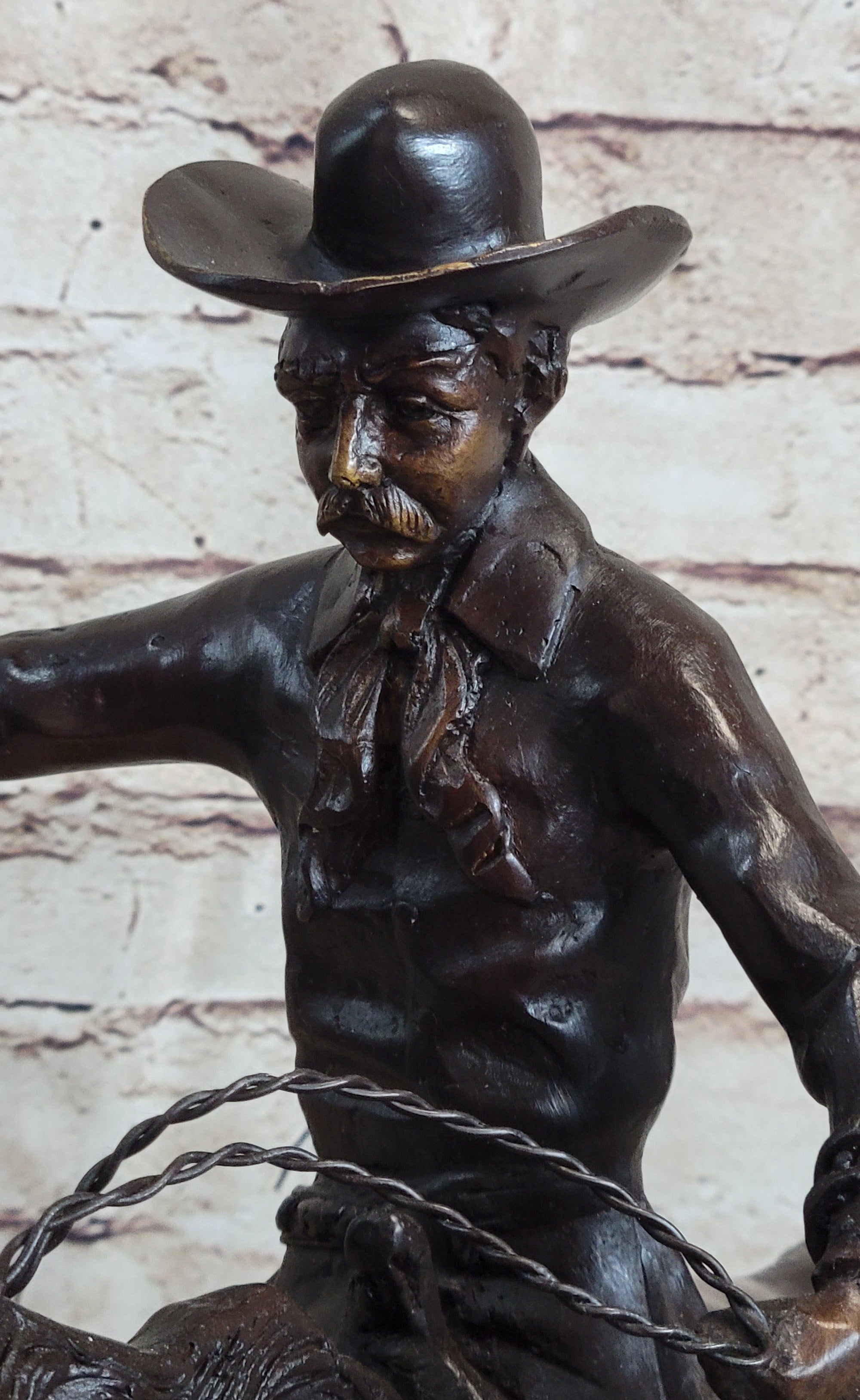 Frederic Remington Bronze Sculpture Cowboy on Horse Western Art Old West 15&quot; x 18&quot;