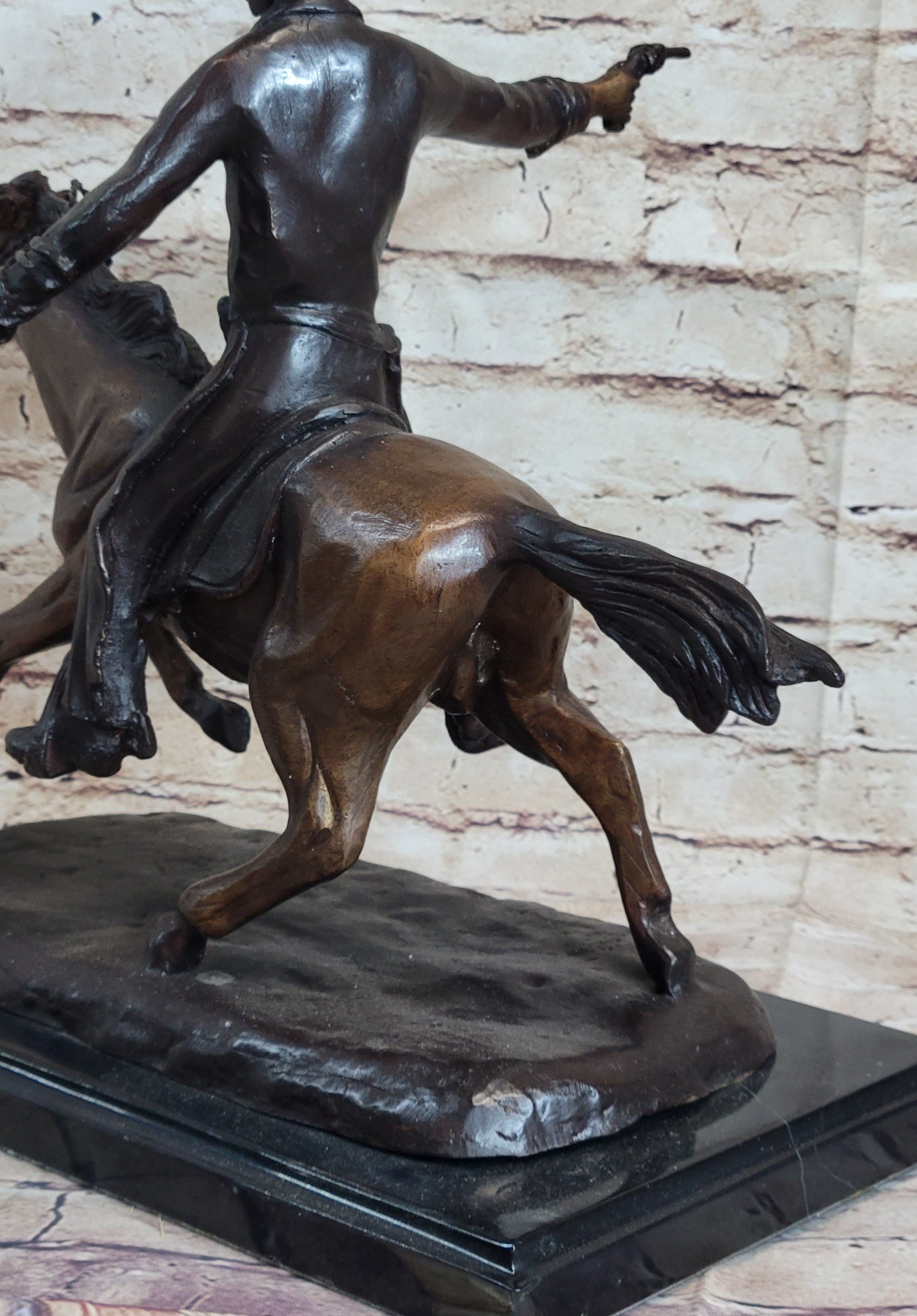 Frederic Remington Bronze Sculpture Cowboy on Horse Western Art Old West 15&quot; x 18&quot;