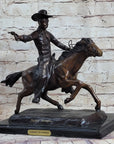 Frederic Remington Bronze Sculpture Cowboy on Horse Western Art Old West 15" x 18"