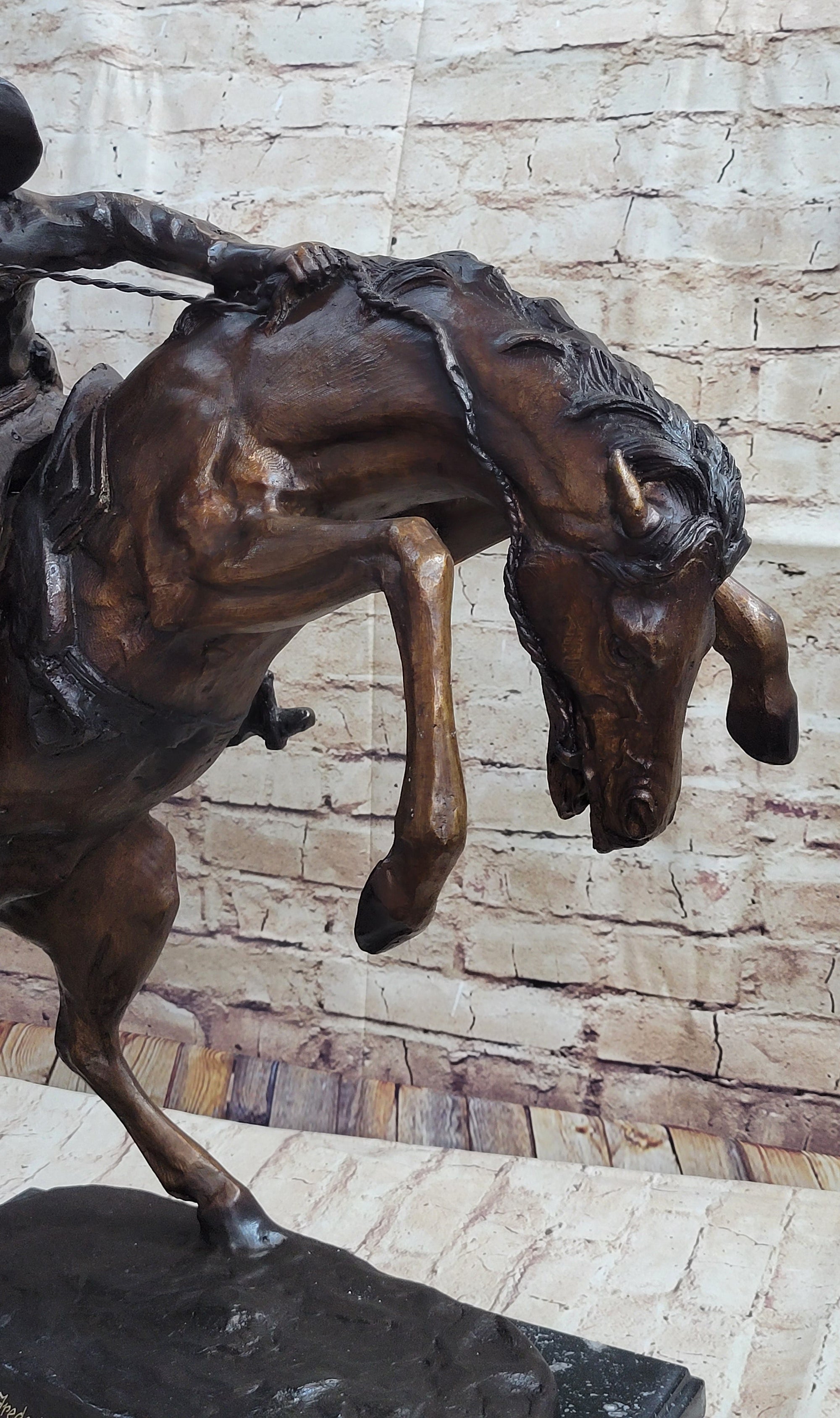 WOOLY CHAPS Frederic Remington Western Bronze Sculpture Statue Cowboy 23&quot; x 23&quot;
