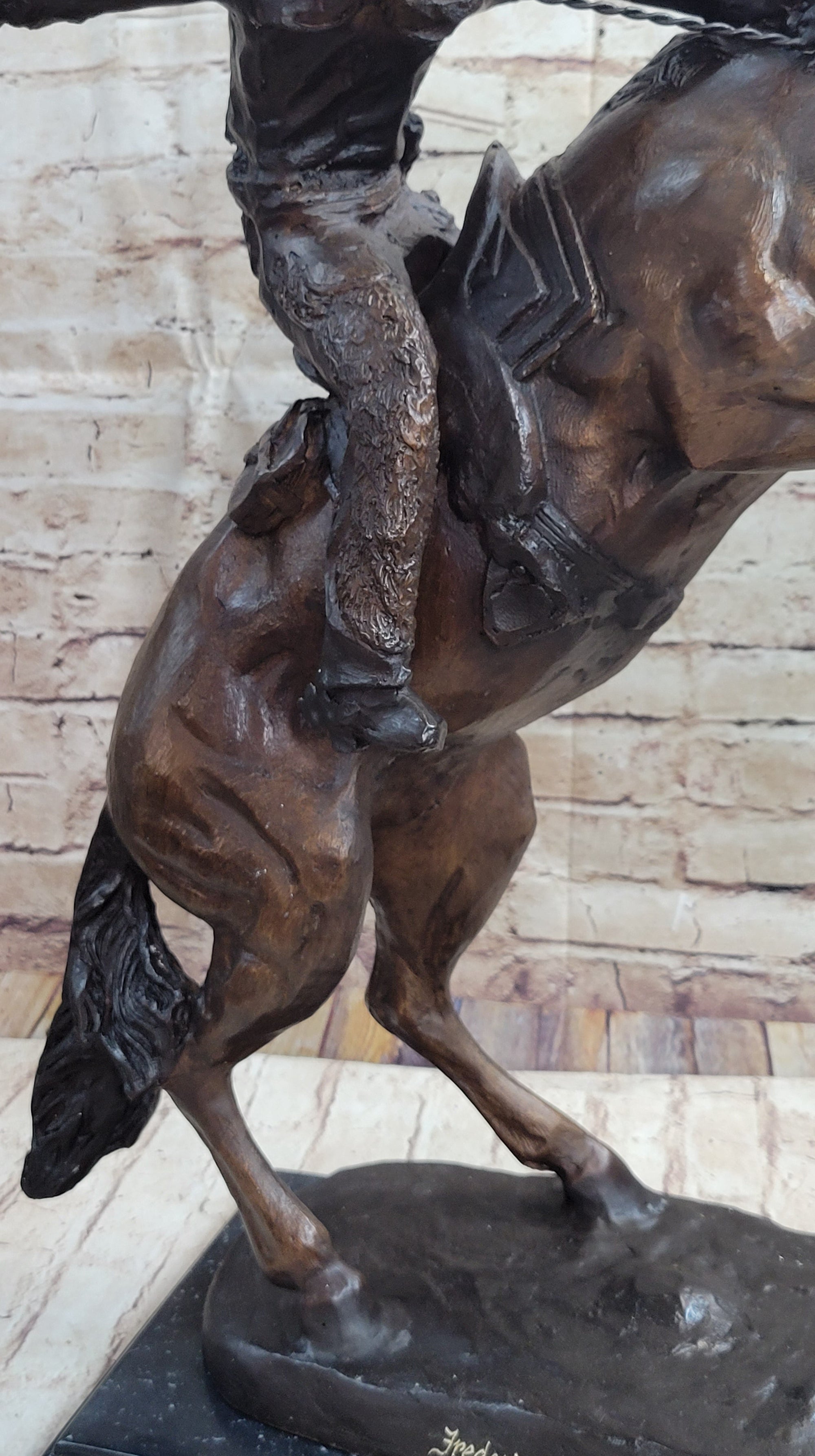 WOOLY CHAPS Frederic Remington Western Bronze Sculpture Statue Cowboy 23&quot; x 23&quot;
