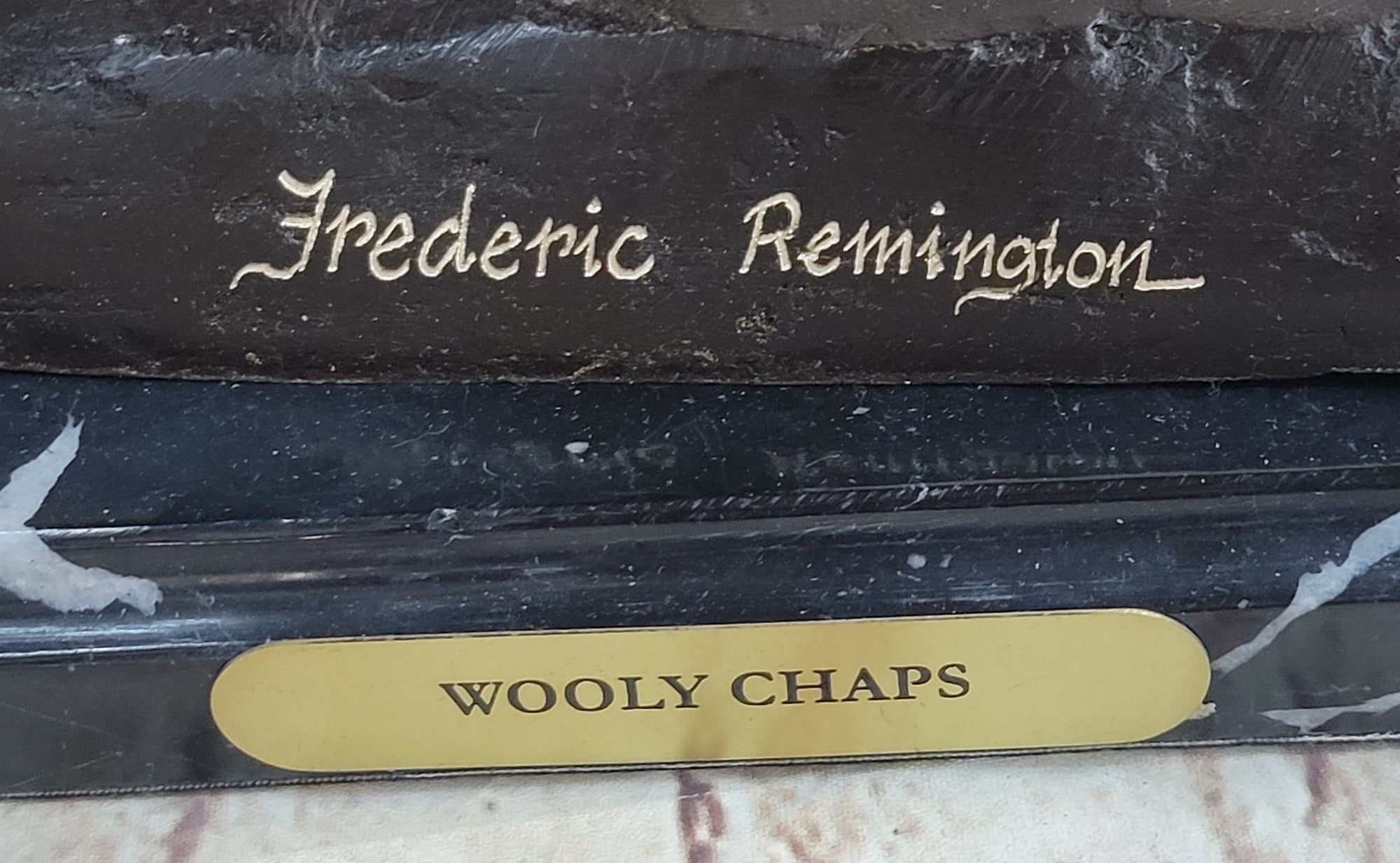 WOOLY CHAPS Frederic Remington Western Bronze Sculpture Statue Cowboy 23&quot; x 23&quot;