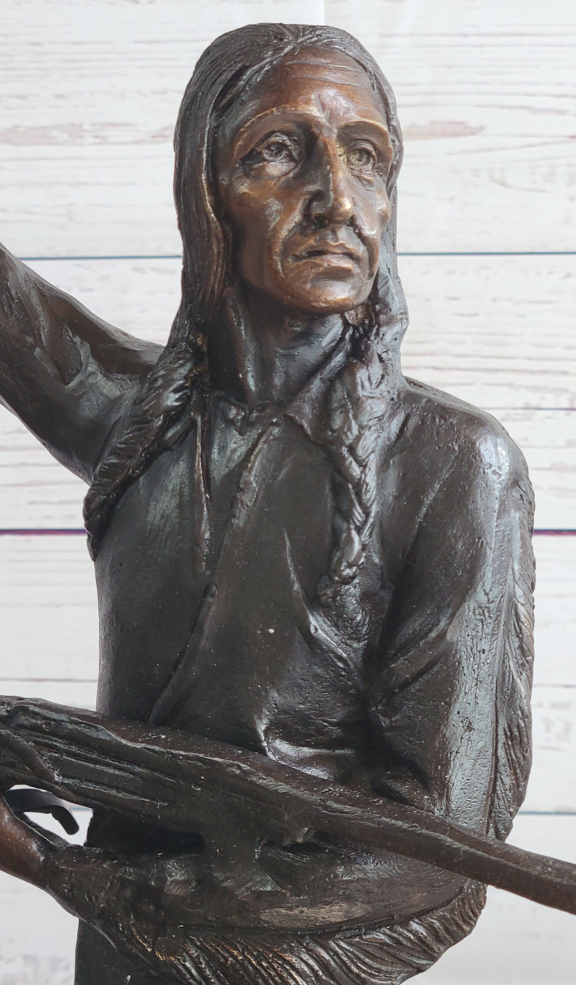 Buffalo Signal by Frederic Remington Bronze Native American Sculpture Statue 33&quot; x 26&quot;
