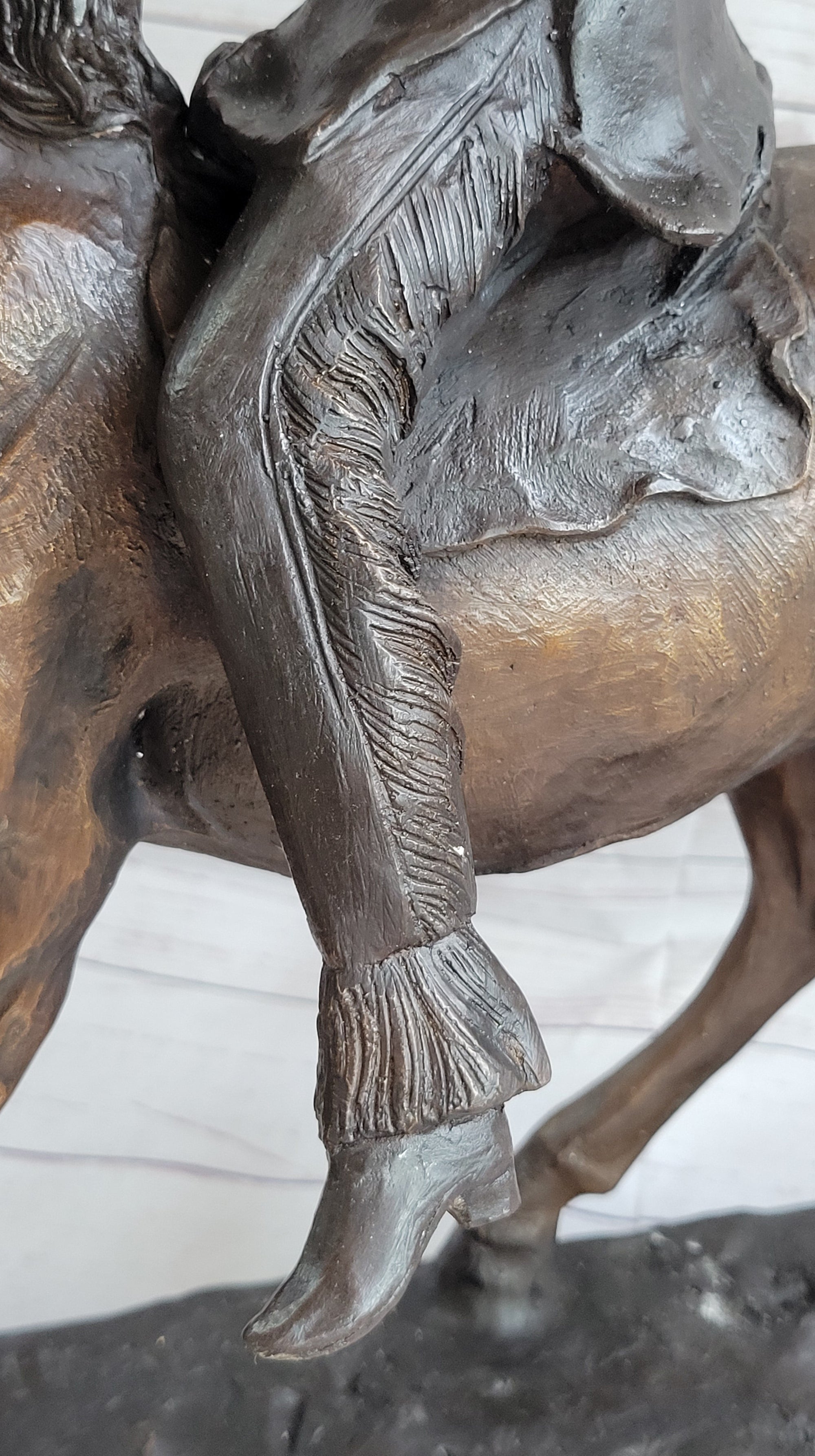 Buffalo Signal by Frederic Remington Bronze Native American Sculpture Statue 33&quot; x 26&quot;