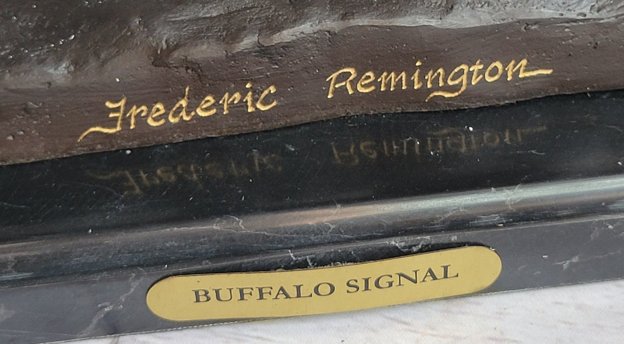 Buffalo Signal by Frederic Remington Bronze Native American Sculpture Statue 33&quot; x 26&quot;