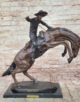 Bronco Buster Frederic Remington Bronze Statue Cowboy Horse Western 24" x 26"