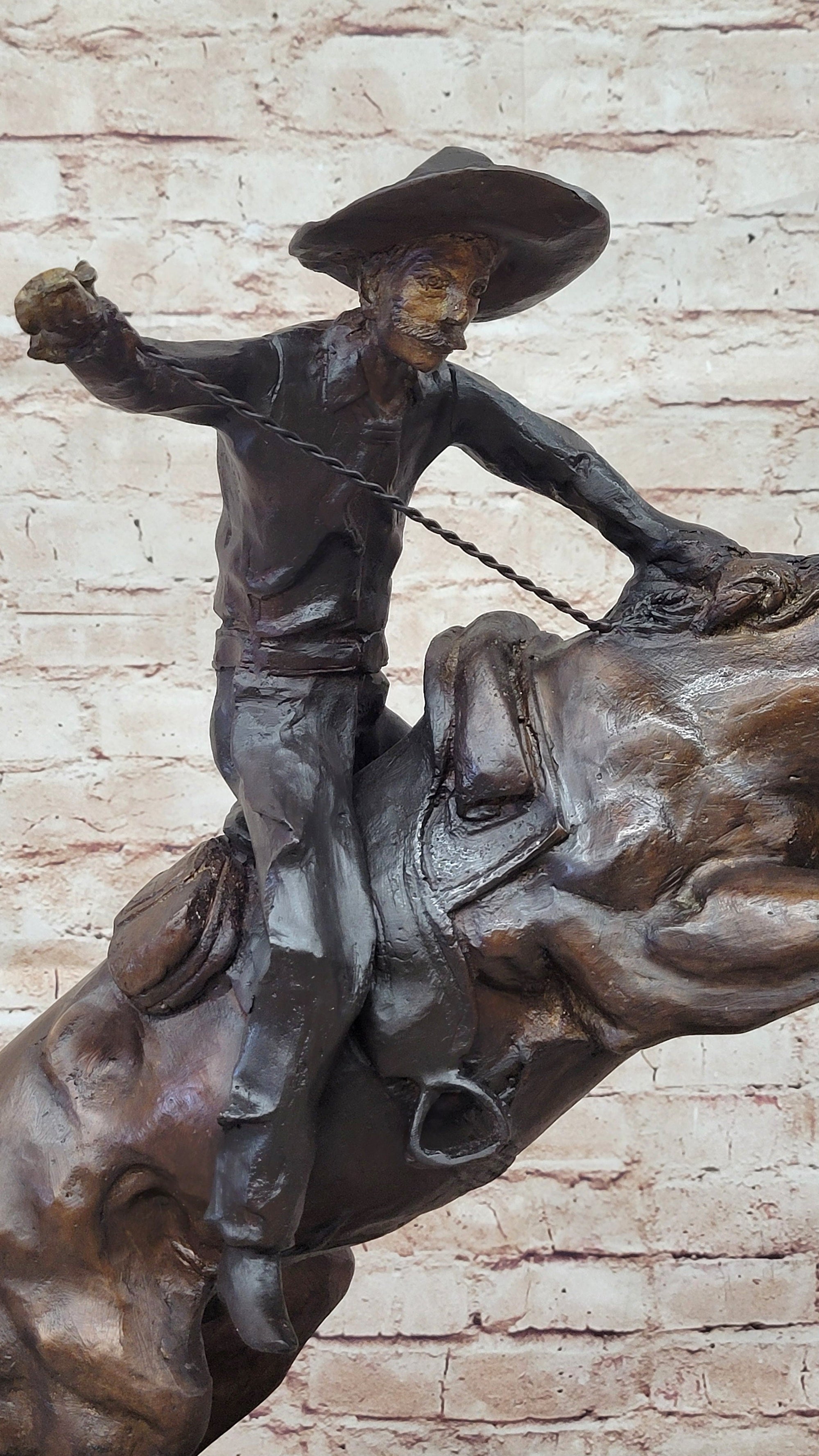 Bronco Buster Frederic Remington Bronze Statue Cowboy Horse Western 24&quot; x 26&quot;