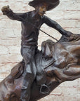 Bronco Buster Frederic Remington Bronze Statue Cowboy Horse Western 24" x 26"