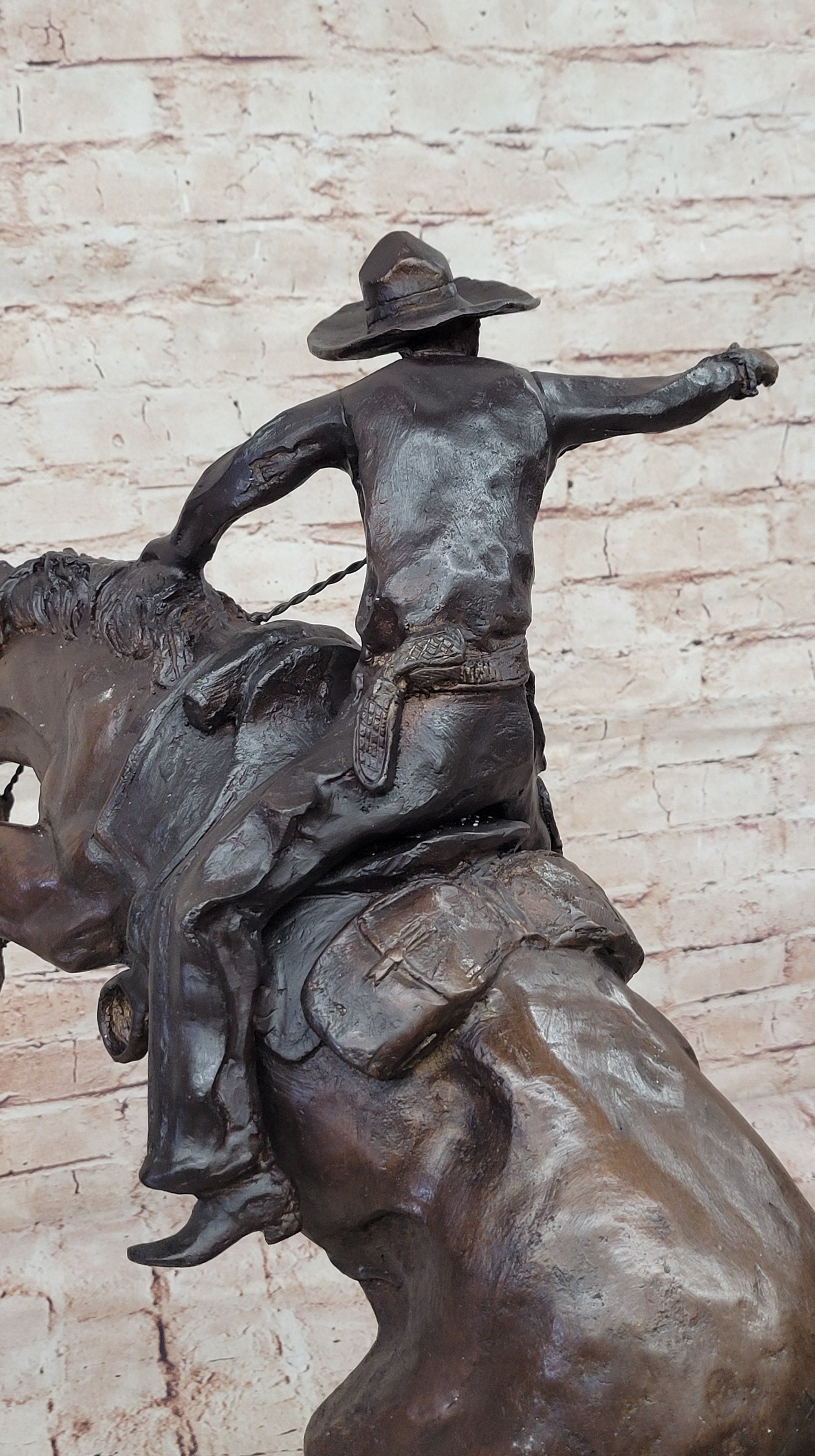 Bronco Buster Frederic Remington Bronze Statue Cowboy Horse Western 24&quot; x 26&quot;