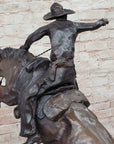 Bronco Buster Frederic Remington Bronze Statue Cowboy Horse Western 24" x 26"