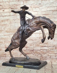 Bronco Buster Frederic Remington Bronze Statue Cowboy Horse Western 24" x 26"