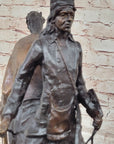 Frederic Remington Mountain Man Frontiersman Descending Hill Western Bronze Sculpture 26" x 25"
