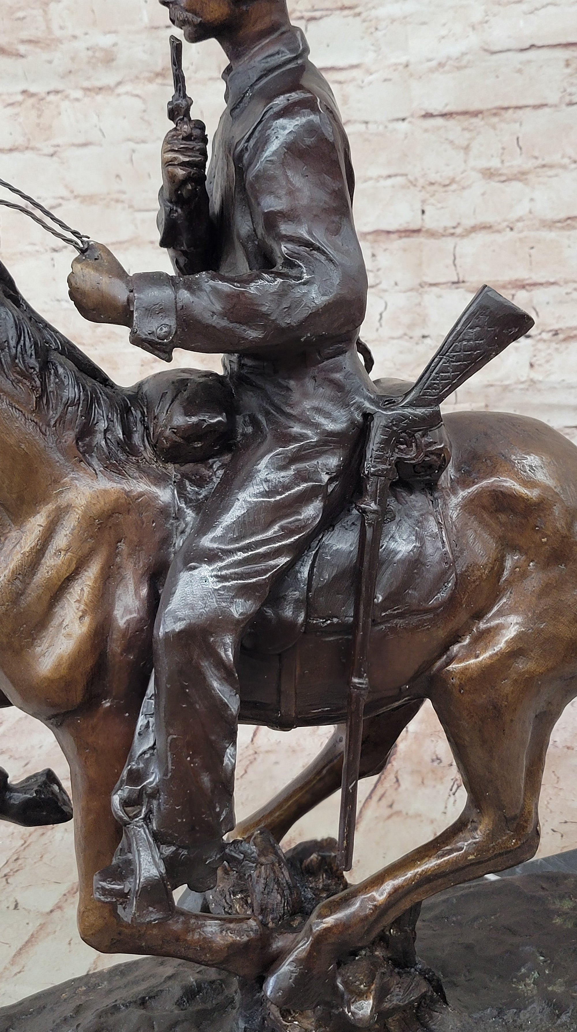 Trooper of the Plains Frederic Remington Bronze Western Art Sculpture 22&quot; x 21&quot;