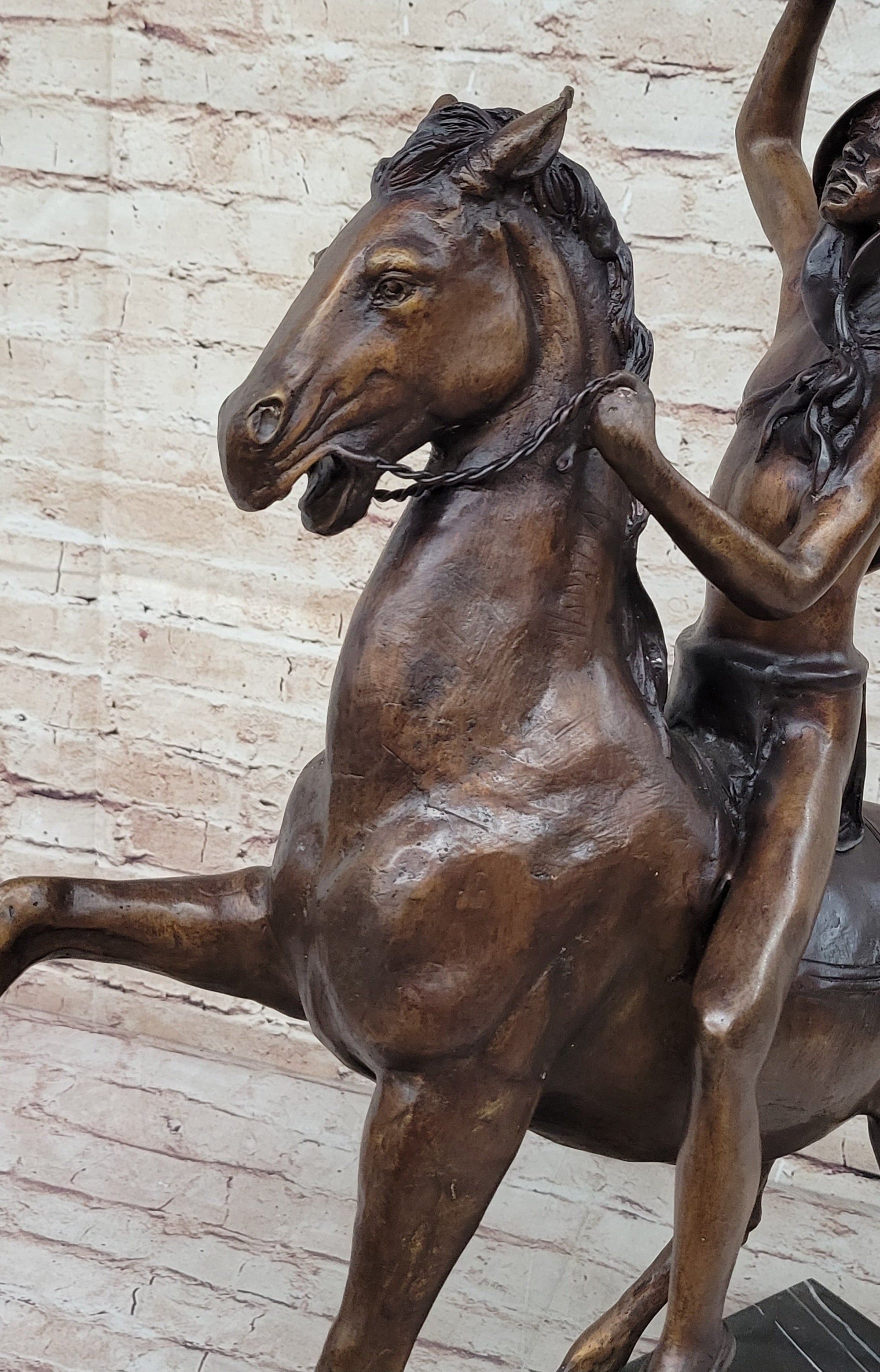 SCALP by Frederic Remington Bronze Native American Horseback Sculpture Statue 26&quot; x 22&quot;
