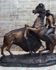 Frederic Remington Buffalo Hunt Bronze Sculpture Statue Native American Western Art Decor
