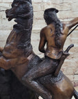 Frederic Remington Buffalo Hunt Bronze Sculpture Statue Native American Western Art Decor