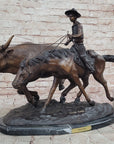 BOLTER Frederic Remington Western Bronze Statue Sculpture Cattle Drive 18" x 17"