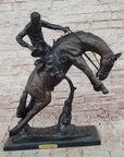Bronco Twister C.M. Russell Western Bronze Sculpture Statue Cowboy 23" x 24"