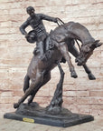 Bronco Twister C.M. Russell Western Bronze Sculpture Statue Cowboy 23" x 24"