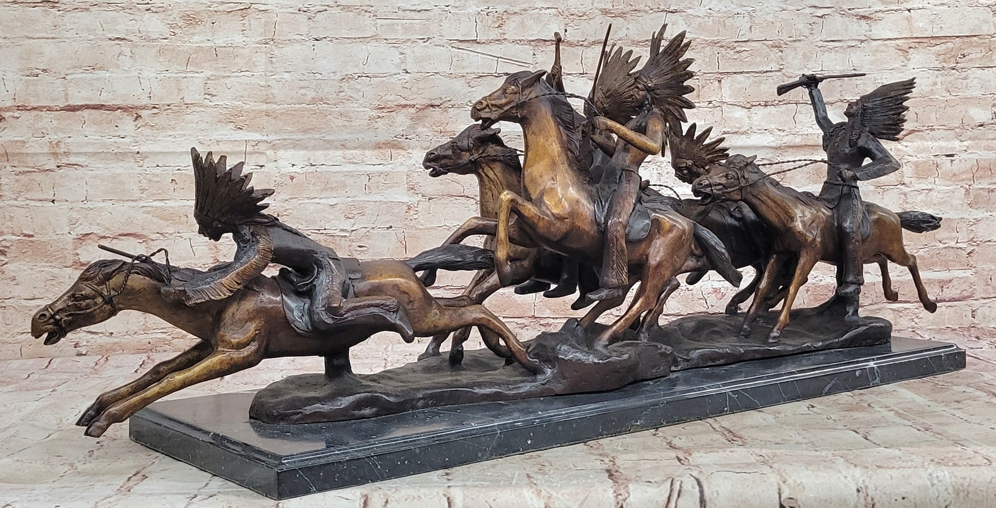 Carl Kauba Bronze War Party Native American Sculpture