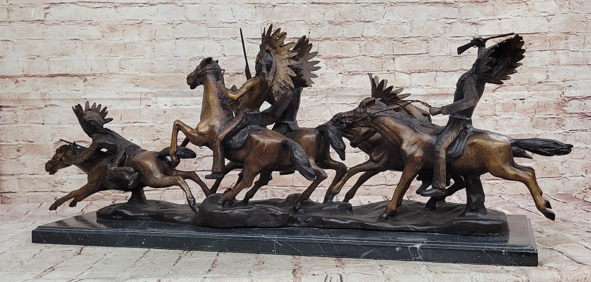 Carl Kauba Bronze War Party Native American Sculpture