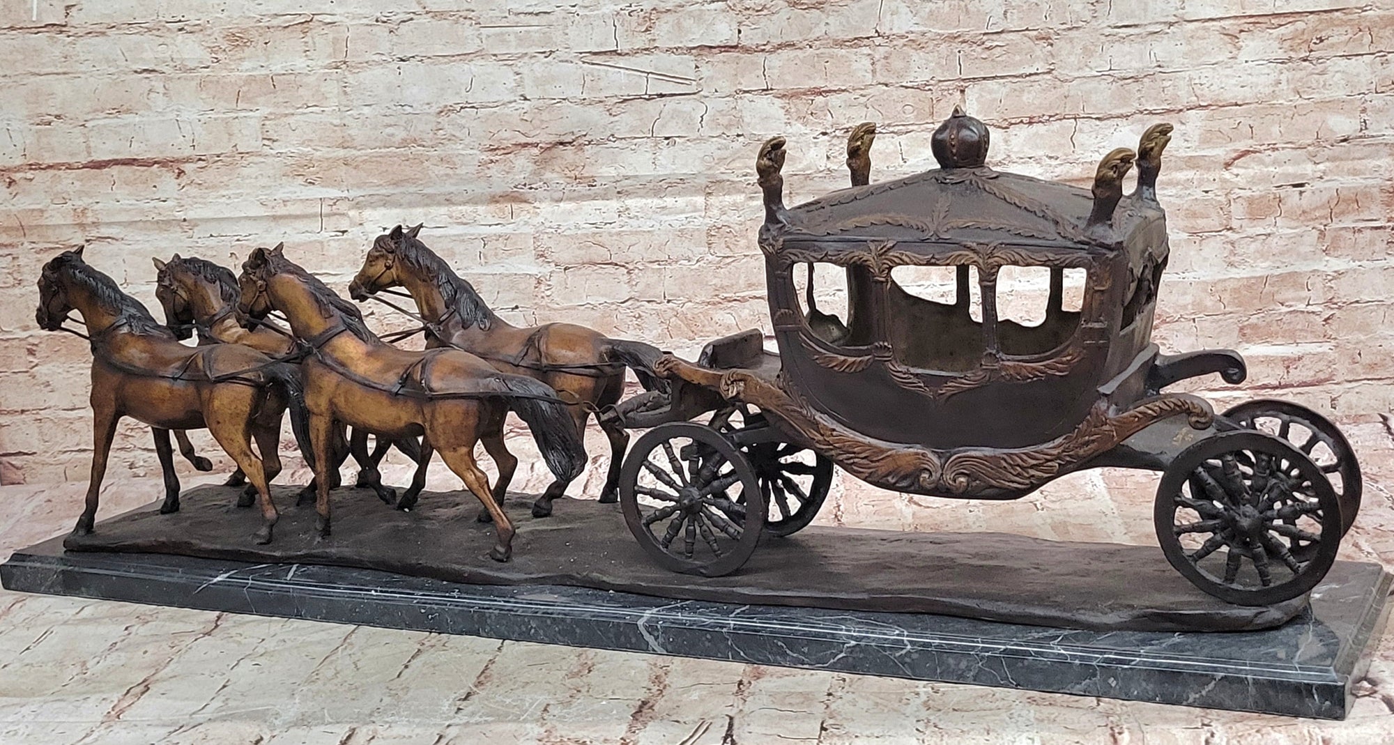 Stagecoach Coach Horse Carriage Bronze Sculpture - Limited Edition