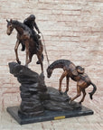 Frederic Remington Cowboy & Two Horses Western Bronze Statue Sculpture 26" x 28"
