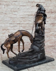 Frederic Remington Cowboy & Two Horses Western Bronze Statue Sculpture 26" x 28"