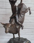 RODEO Bull Rider Bronze Statue Sculpture Western Decor Art 24" x 19"