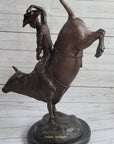 RODEO Bull Rider Bronze Statue Sculpture Western Decor Art 24" x 19"