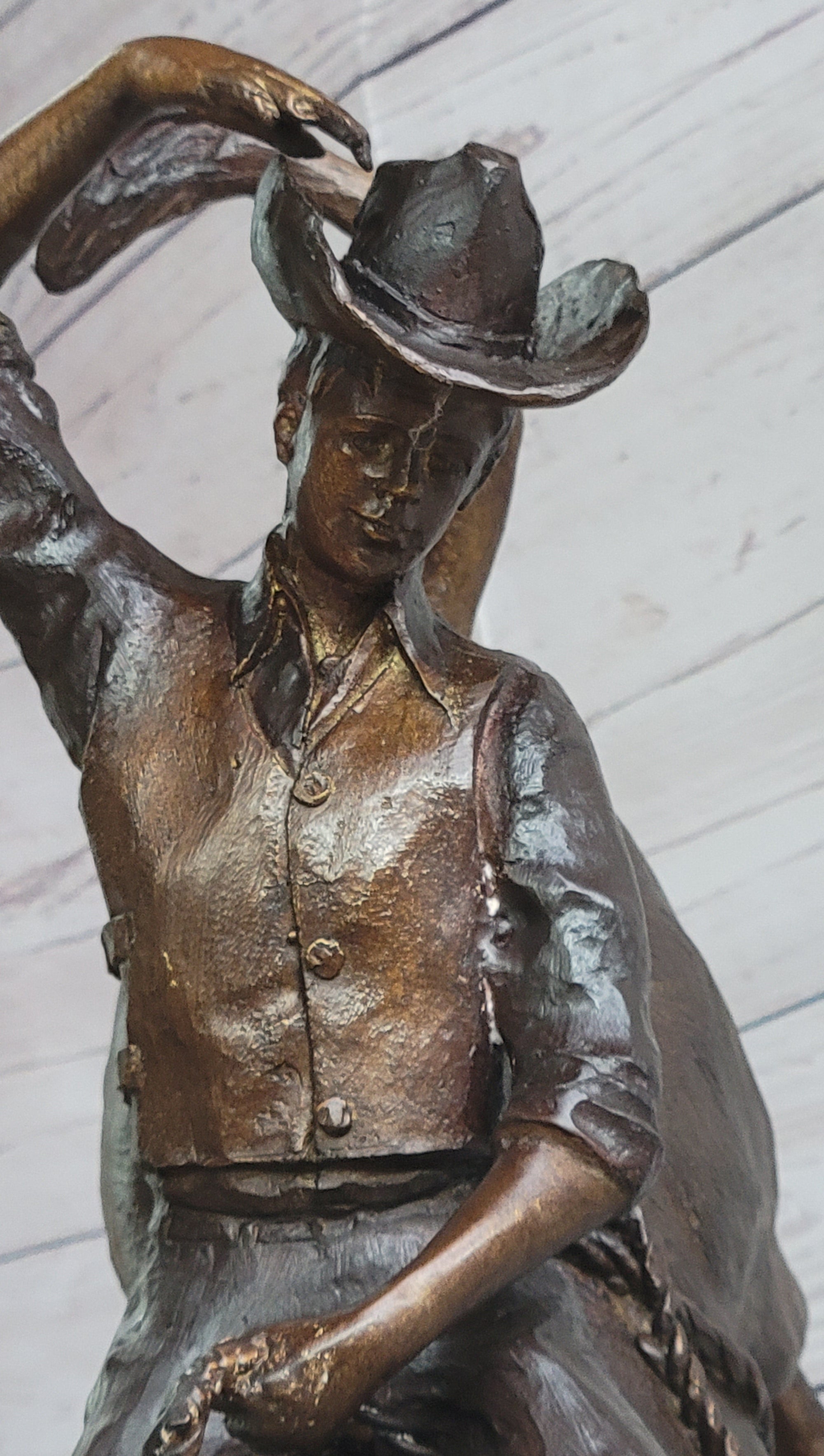 RODEO Bull Rider Bronze Statue Sculpture Western Decor Art 24&quot; x 19&quot;