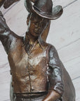 RODEO Bull Rider Bronze Statue Sculpture Western Decor Art 24" x 19"