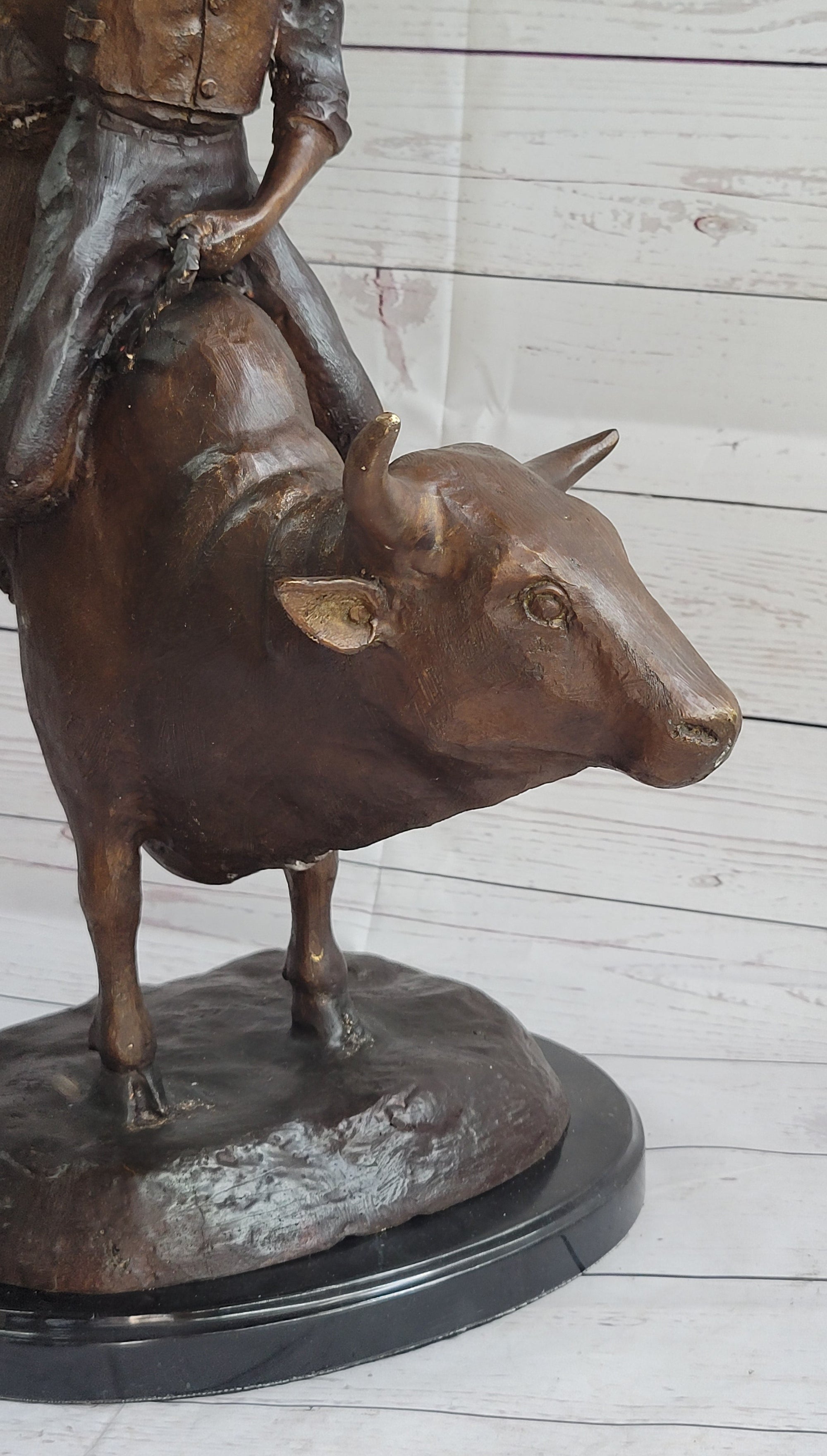 RODEO Bull Rider Bronze Statue Sculpture Western Decor Art 24&quot; x 19&quot;