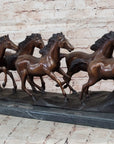 5 Wild Horses Galloping Feral Horse Bronze Statue Sculpture Western 14" x 35"