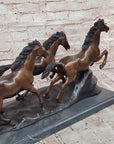 5 Wild Horses Galloping Feral Horse Bronze Statue Sculpture Western 14" x 35"