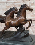 5 Wild Horses Galloping Feral Horse Bronze Statue Sculpture Western 14" x 35"