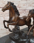 5 Wild Horses Galloping Feral Horse Bronze Statue Sculpture Western 14" x 35"