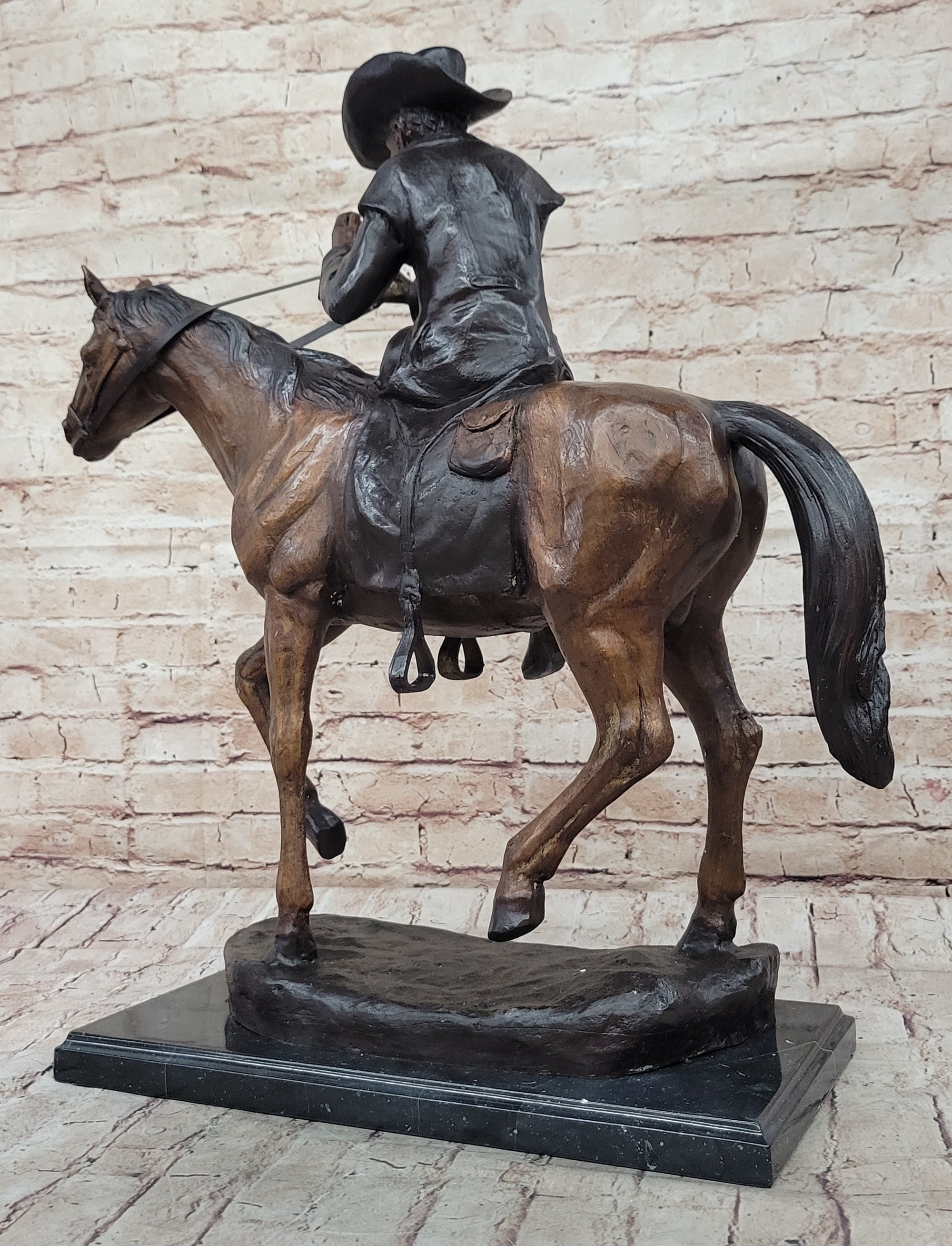 BREATH by Frederic Remington Bronze Statue Sculpture Cowboy Smoking Pipe 22&quot; x 24&quot;