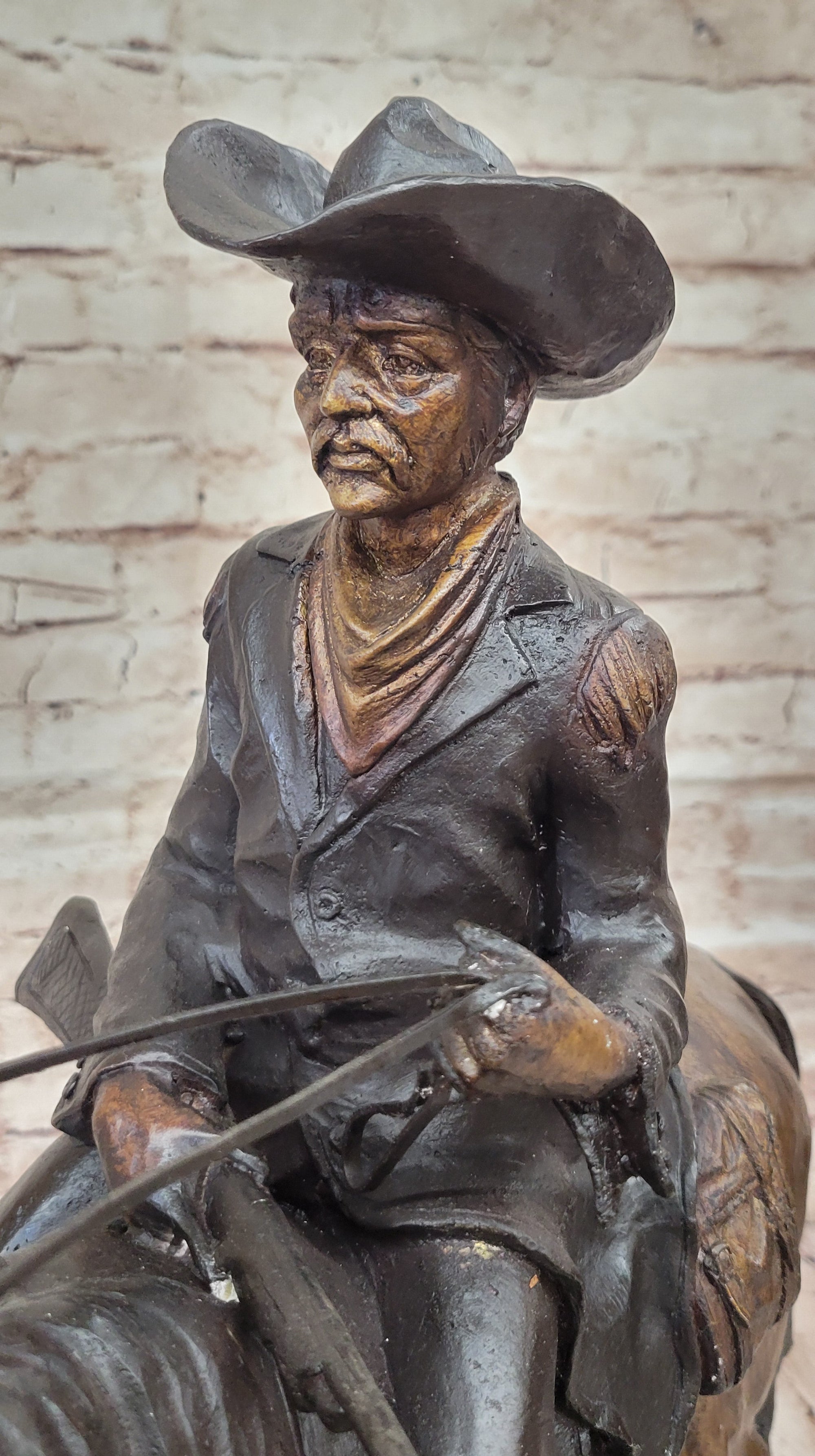 WILL ROGERS Bronze Statue Sculpture Frederic Remington Western Cowboy 23&quot; x 23&quot;