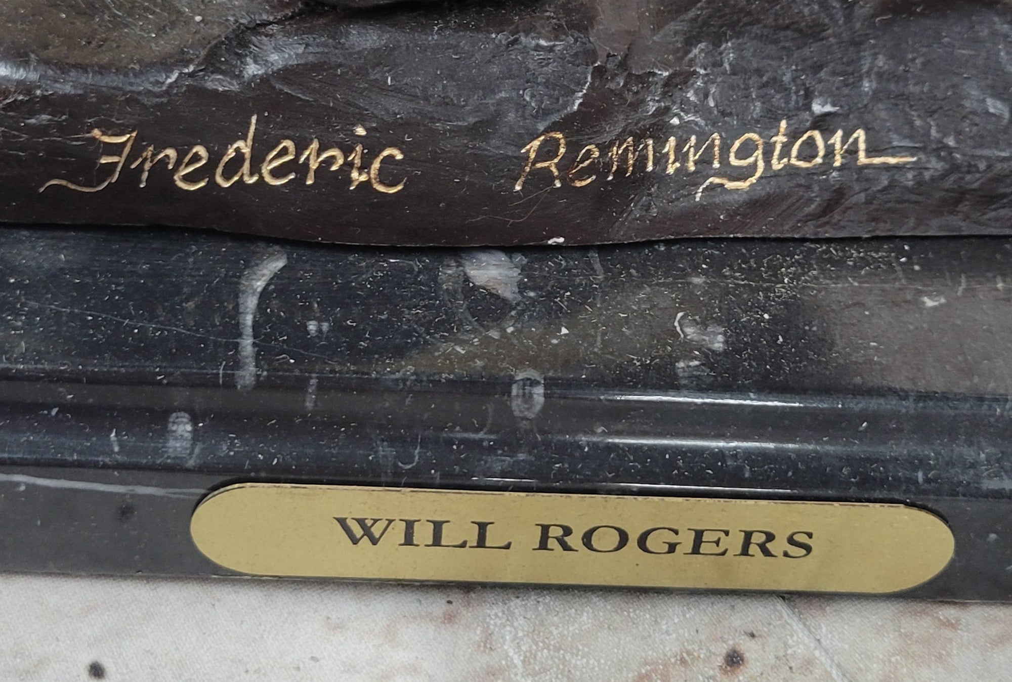 WILL ROGERS Bronze Statue Sculpture Frederic Remington Western Cowboy 23&quot; x 23&quot;