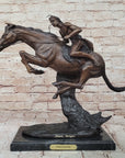 CHEYENNE by Frederic Remington Native American Horseback Western Bronze Statue Sculpture 17" x 19"