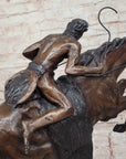 CHEYENNE by Frederic Remington Native American Horseback Western Bronze Statue Sculpture 17" x 19"