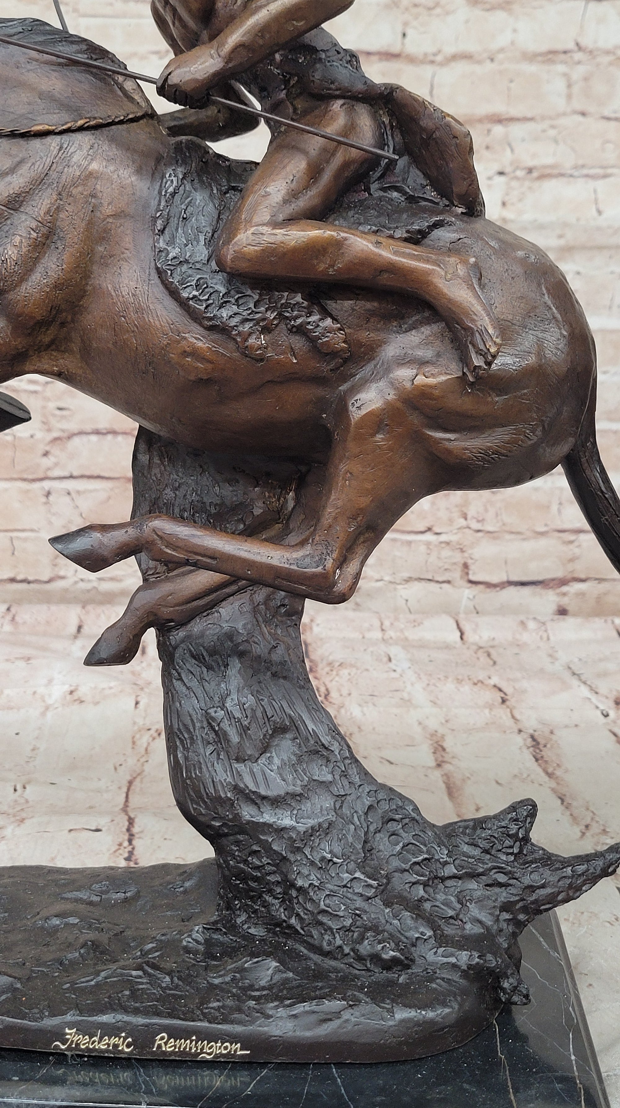 CHEYENNE by Frederic Remington Native American Horseback Western Bronze Statue Sculpture 17&quot; x 19&quot;