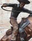 Frederic Remington WOOLY CHAPS Bronze Sculpture Western Cowboy 16" x 17"