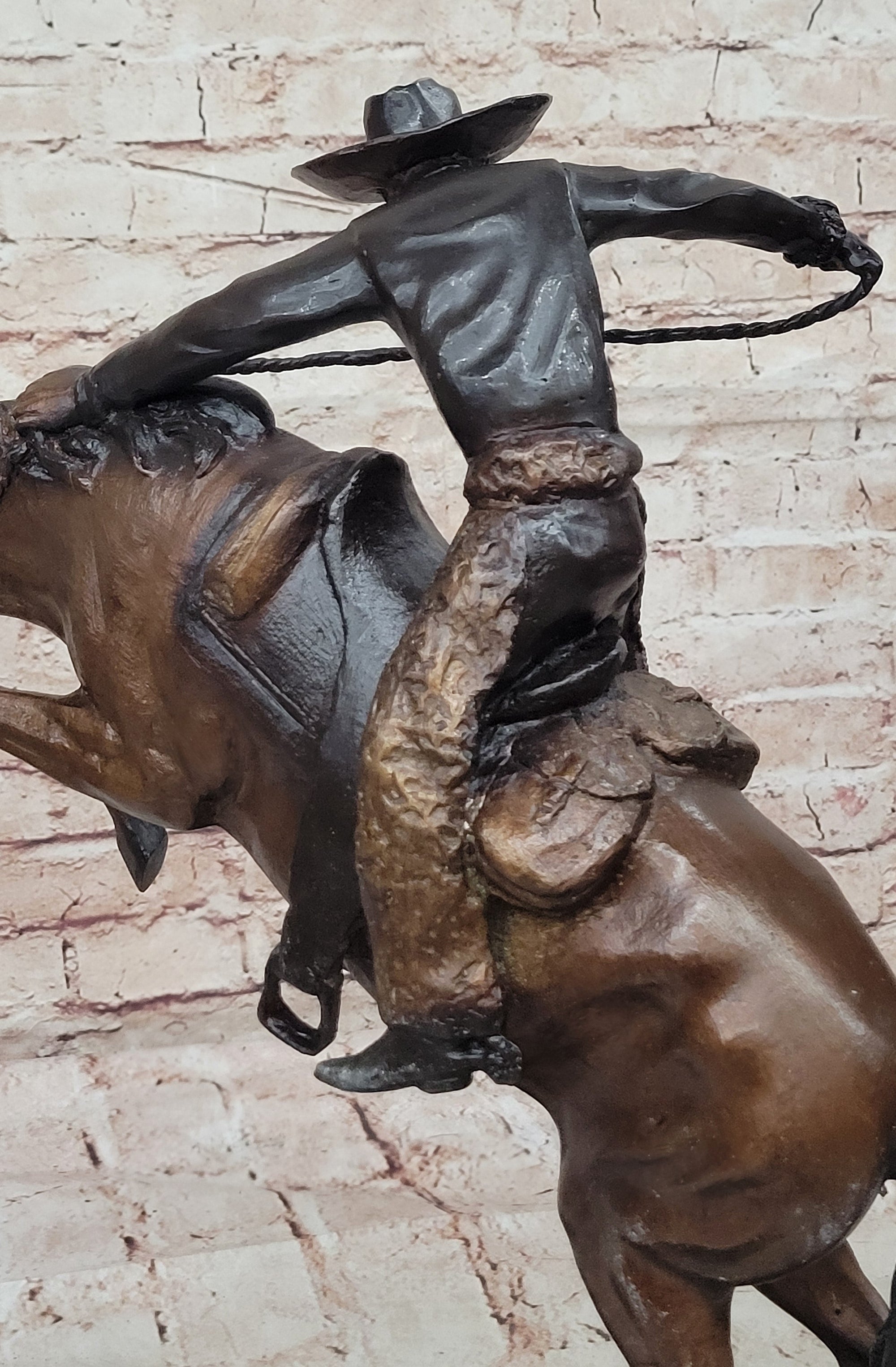 Frederic Remington WOOLY CHAPS Bronze Sculpture Western Cowboy 16&quot; x 17&quot;
