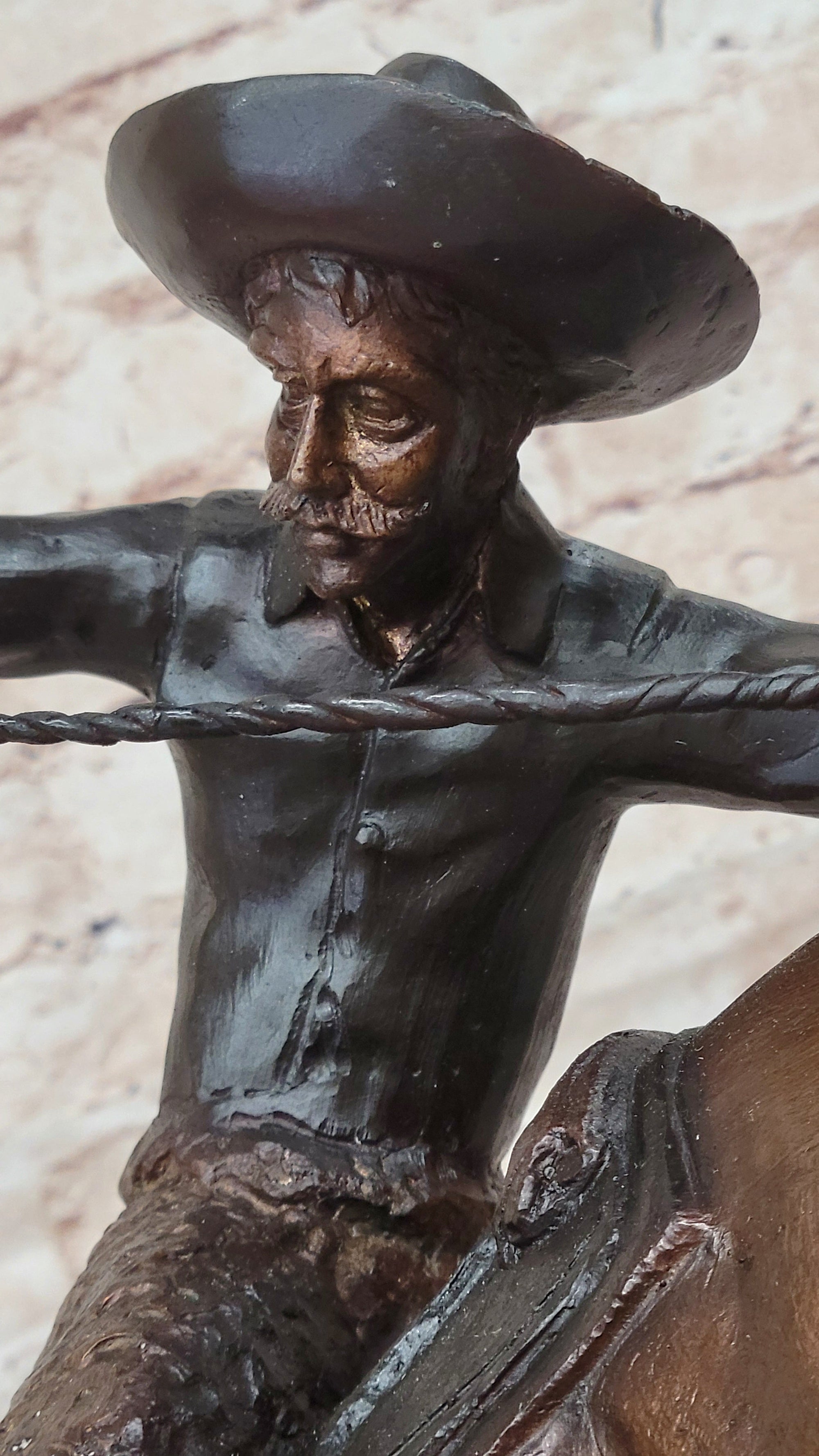 Frederic Remington WOOLY CHAPS Bronze Sculpture Western Cowboy 16&quot; x 17&quot;