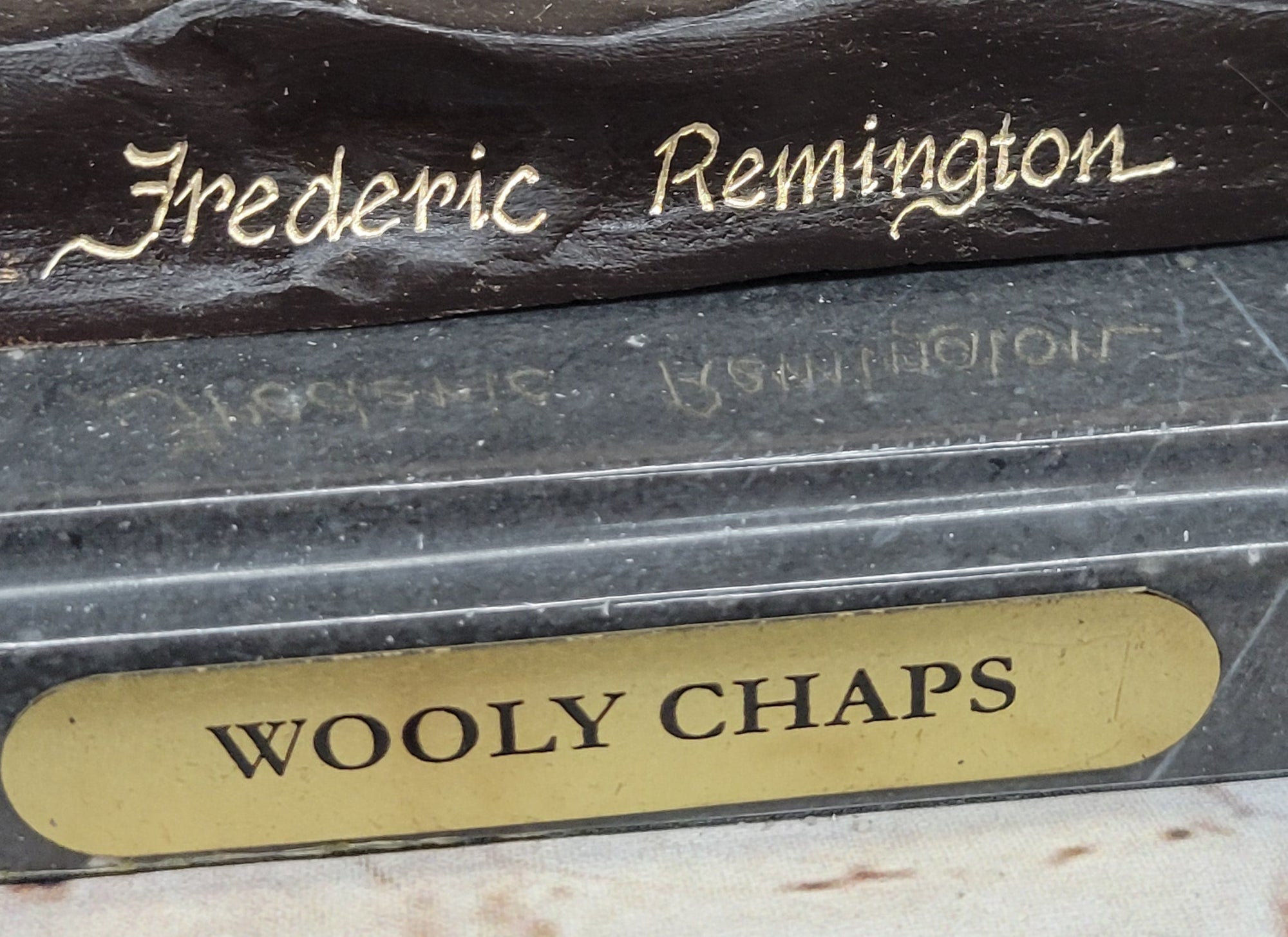 Frederic Remington WOOLY CHAPS Bronze Sculpture Western Cowboy 16&quot; x 17&quot;