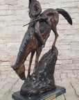 Mountain Man Frederic Remington Native American Indian Bronze Statue Sculpture 21" x 17"